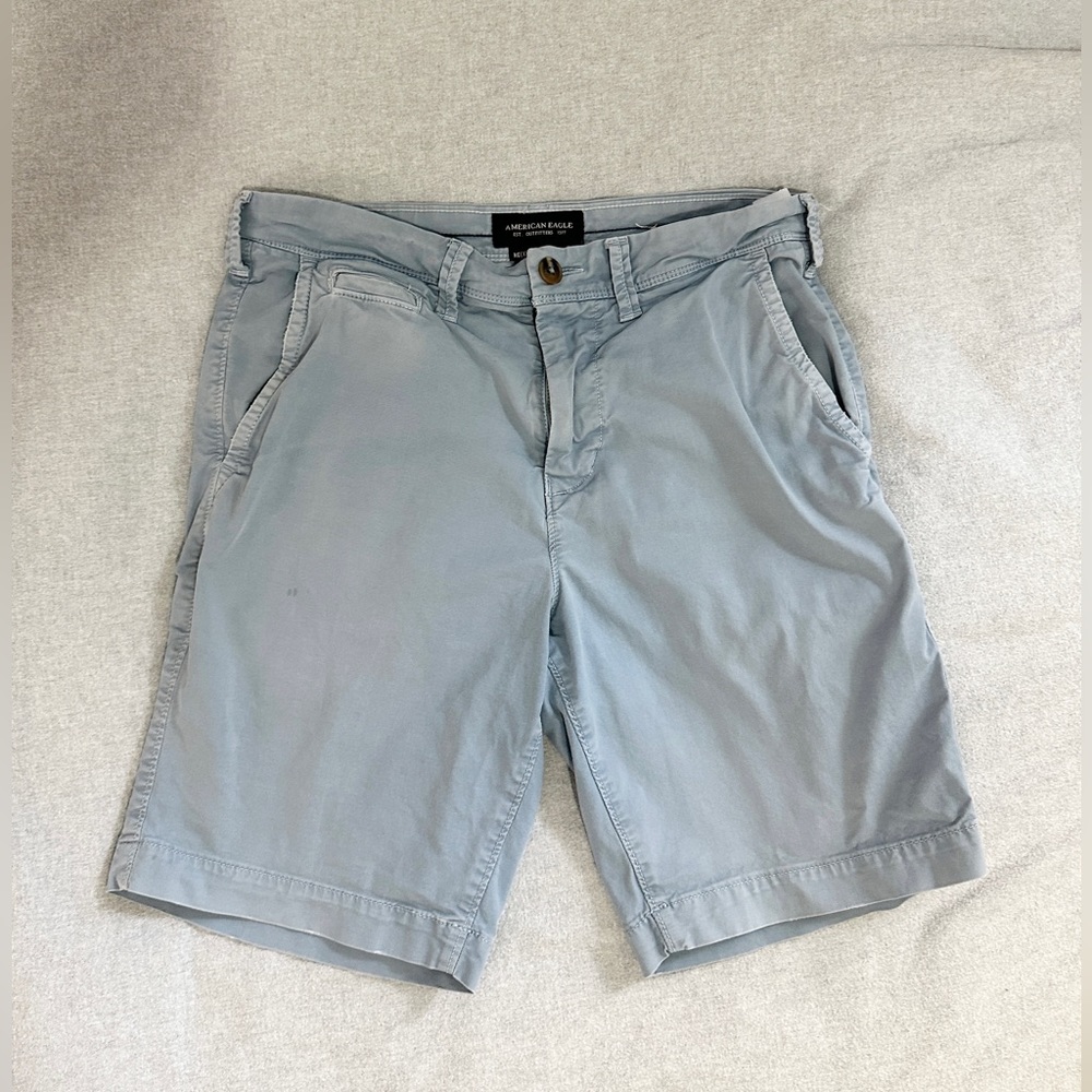 American Eagle Next Level Flex Chino Khaki Light Blue Shorts 28W